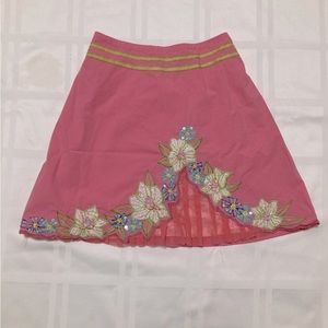 Gorgeous fancy pink skirt size 4T with embroidered flowers and tulle accent.